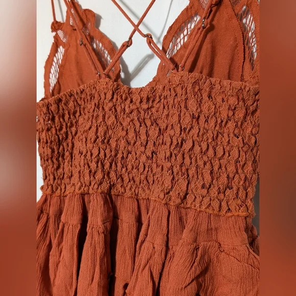 New! Intimately Free People Rust Color Adella Camisole Crochet Lace Top Size S - Picture 13 of 16